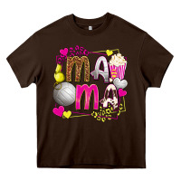 Chocolate Brown mama volleyball with popcorn Heavy Core Tee - texasbilliewilder