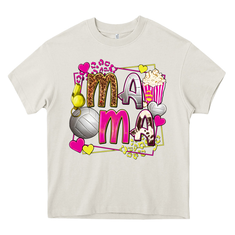 Mama Volleyball With Popcorn Heavy Core Tee by texasbilliewilder | Teevron
