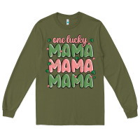 Army Green one lucky mama Long Sleeve Tee - MaliasSmallBusiness