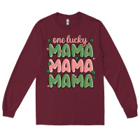Burgundy one lucky mama Long Sleeve Tee - MaliasSmallBusiness