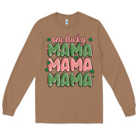 Toasted Coconut one lucky mama Long Sleeve Tee - MaliasSmallBusiness