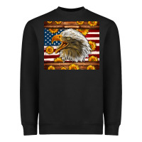 Black American Flag Eagle Heavyweight Sweatshirt - LillyAllenDesigns