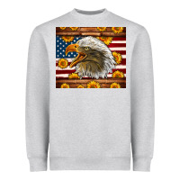 Heather Grey American Flag Eagle Heavyweight Sweatshirt - LillyAllenDesigns