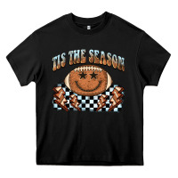 Black tis the season football smiley face Heavy Core Tee - BarkalooDesign