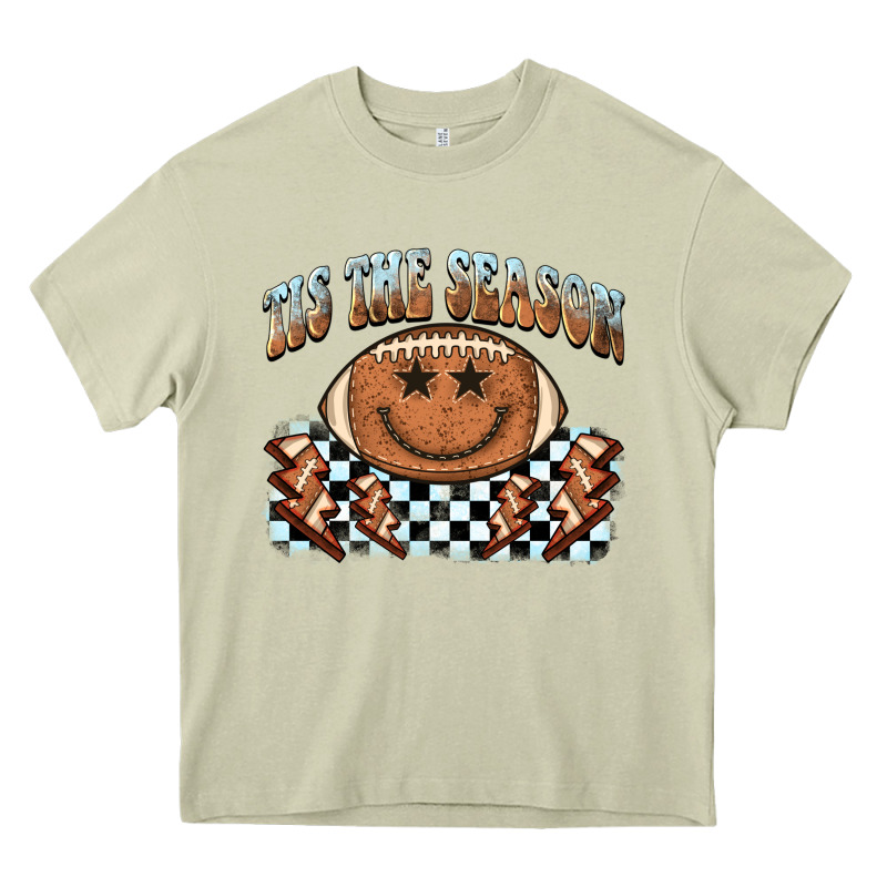 Tis The Season Football Smiley Face Heavy Core Tee by BarkalooDesign | Teevron