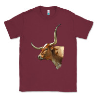 Burgundy Texas Longhorn Cow Face Classic Tee - LillyAllenDesigns