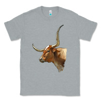 Heather Grey Texas Longhorn Cow Face Classic Tee - LillyAllenDesigns