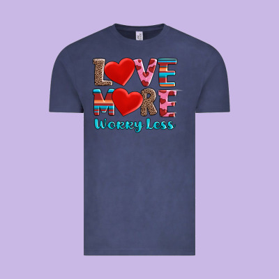 Love More Worry Less Vintage Tee Designed By Adodesignshop
