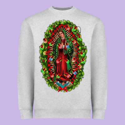 Our Lady Of Guadalupe Christmas Heavyweight Sweatshirt Designed By Jasminsmagicworld