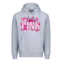 Heather Grey Think pink Premium Hoodie - NancyCooperArtShop