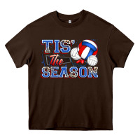 Chocolate Brown tis' the season volleyball Heavy Core Tee - Zillion Design Studio