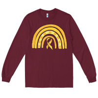 Burgundy childhood cancer awareness rainbow Long Sleeve Tee - MaliasSmallBusiness