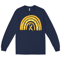 Navy childhood cancer awareness rainbow Long Sleeve Tee - MaliasSmallBusiness