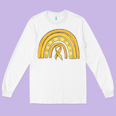 Childhood Cancer Awareness Rainbow Long Sleeve Tee Designed By Maliassmallbusiness