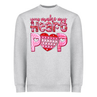 Heather Grey you make my heart pop Heavyweight Sweatshirt - NancyCooperArtShop
