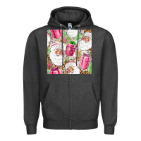 Charcoal Heather Pink Christmas Santa Claus and gift box Zipper Hoodie - NancyCooperArtShop