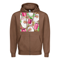 Chestnut Pink Christmas Santa Claus and gift box Zipper Hoodie - NancyCooperArtShop