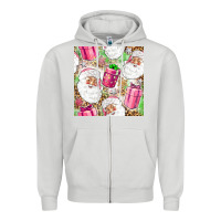 Dove Grey Pink Christmas Santa Claus and gift box Zipper Hoodie - NancyCooperArtShop