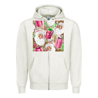 Oatmeal Heather Pink Christmas Santa Claus and gift box Zipper Hoodie - NancyCooperArtShop