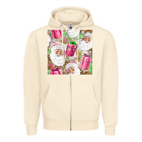 Sandshell Pink Christmas Santa Claus and gift box Zipper Hoodie - NancyCooperArtShop