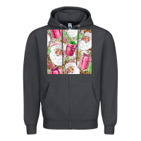 Smoke Pink Christmas Santa Claus and gift box Zipper Hoodie - NancyCooperArtShop