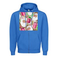 True Royal Pink Christmas Santa Claus and gift box Zipper Hoodie - NancyCooperArtShop
