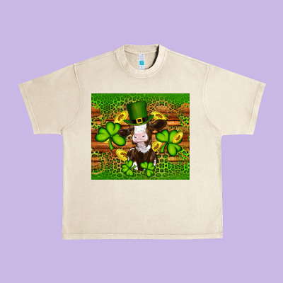 St Patricks Day Cow Urban Heavy Tee Designed By Artiststas