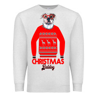 Oatmeal Heather Christmas Buldog Premium Sweatshirt - Bettercallsaul