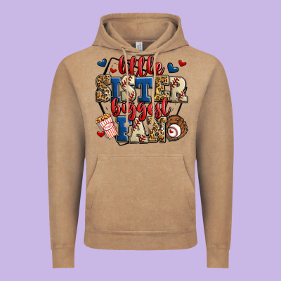 Little Sister Biggest Fan Baseball Vintage Hoodie Designed By Jasminsmagicworld