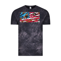 Cloud Black usa flag and leopard with wood license plate Vintage Tee - Artiststas