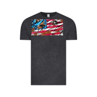 Vintage Black usa flag and leopard with wood license plate Vintage Tee - Artiststas