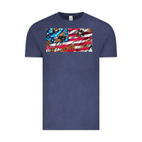 Vintage Denim usa flag and leopard with wood license plate Vintage Tee - Artiststas