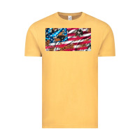 Vintage Mustard usa flag and leopard with wood license plate Vintage Tee - Artiststas