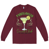 Burgundy margarita social club Long Sleeve Tee - MaliasSmallBusiness