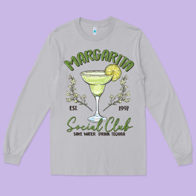 Margarita Social Club Long Sleeve Tee Designed By Maliassmallbusiness