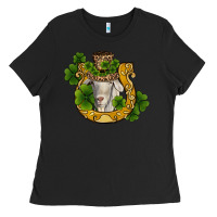 Black st patricks day goat horseshoe shamrock Ladies Tee - RanaPortraitStore