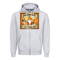Heather Grey Pumpkin Spice Everything Nice Gnome Zipper Hoodie - MaliasSmallBusiness