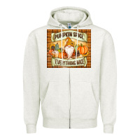 Oatmeal Heather Pumpkin Spice Everything Nice Gnome Zipper Hoodie - MaliasSmallBusiness