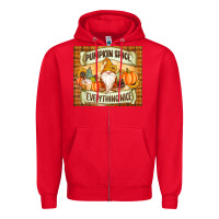 Red Pumpkin Spice Everything Nice Gnome Zipper Hoodie - MaliasSmallBusiness