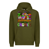 Army Green Halloween with My Gnomies Coffee Cups Premium Hoodie - texasbilliewilder