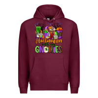 Burgundy Halloween with My Gnomies Coffee Cups Premium Hoodie - texasbilliewilder