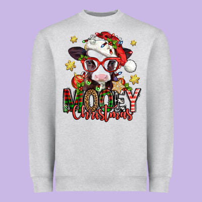 Mooey Christmas Baby Calf Heavyweight Sweatshirt Designed By Jasminsmagicworld
