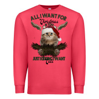 Cardinal All I Want For Christmas Is You Just Kidding I Want Cats Premium Sweatshirt - Bettercallsaul
