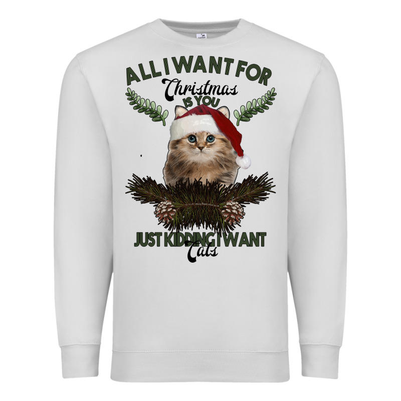 All I Want For Christmas Is You Just Kidding I Want Cats Premium Sweatshirt by Bettercallsaul | Teevron