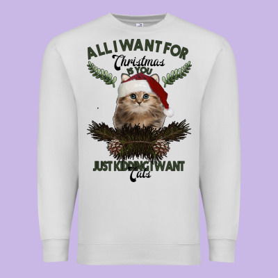All I Want For Christmas Is You Just Kidding I Want Cats Premium Sweatshirt Designed By Bettercallsaul