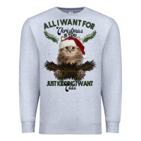 Heather Grey All I Want For Christmas Is You Just Kidding I Want Cats Premium Sweatshirt - Bettercallsaul