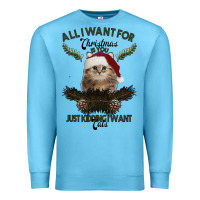 Ocean Blue All I Want For Christmas Is You Just Kidding I Want Cats Premium Sweatshirt - Bettercallsaul