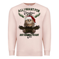 Pale Pink All I Want For Christmas Is You Just Kidding I Want Cats Premium Sweatshirt - Bettercallsaul