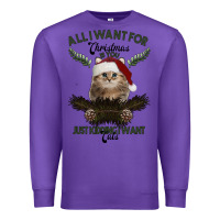 Purple All I Want For Christmas Is You Just Kidding I Want Cats Premium Sweatshirt - Bettercallsaul