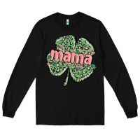 Black leopard shamrock mama Long Sleeve Tee - MaliasSmallBusiness